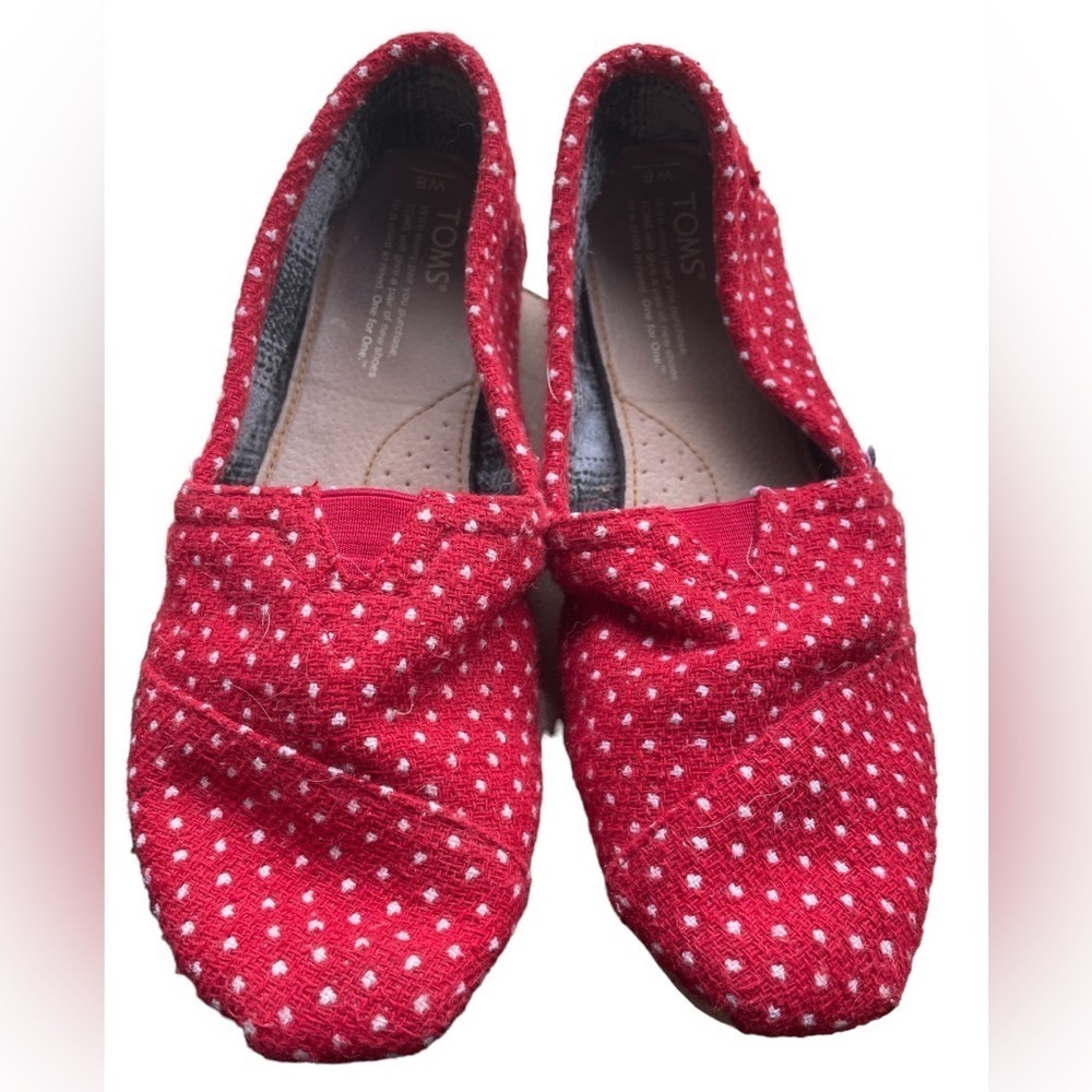 Toms Red Polkadot Shoes Retro Style Cute and Stylish Size Wide 8